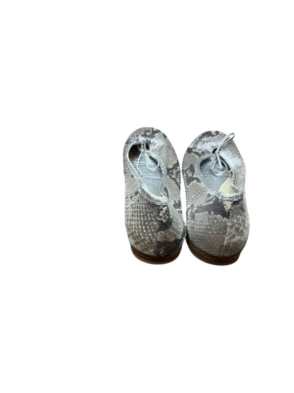 Kate Spade Snake Print Ballet Flats Gray Silver Reptile Slip On Bow Shoes Sz 38 - Picture 4 of 5